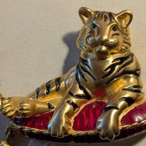 Bob Mackie Signed Enamel Tiger Brooch